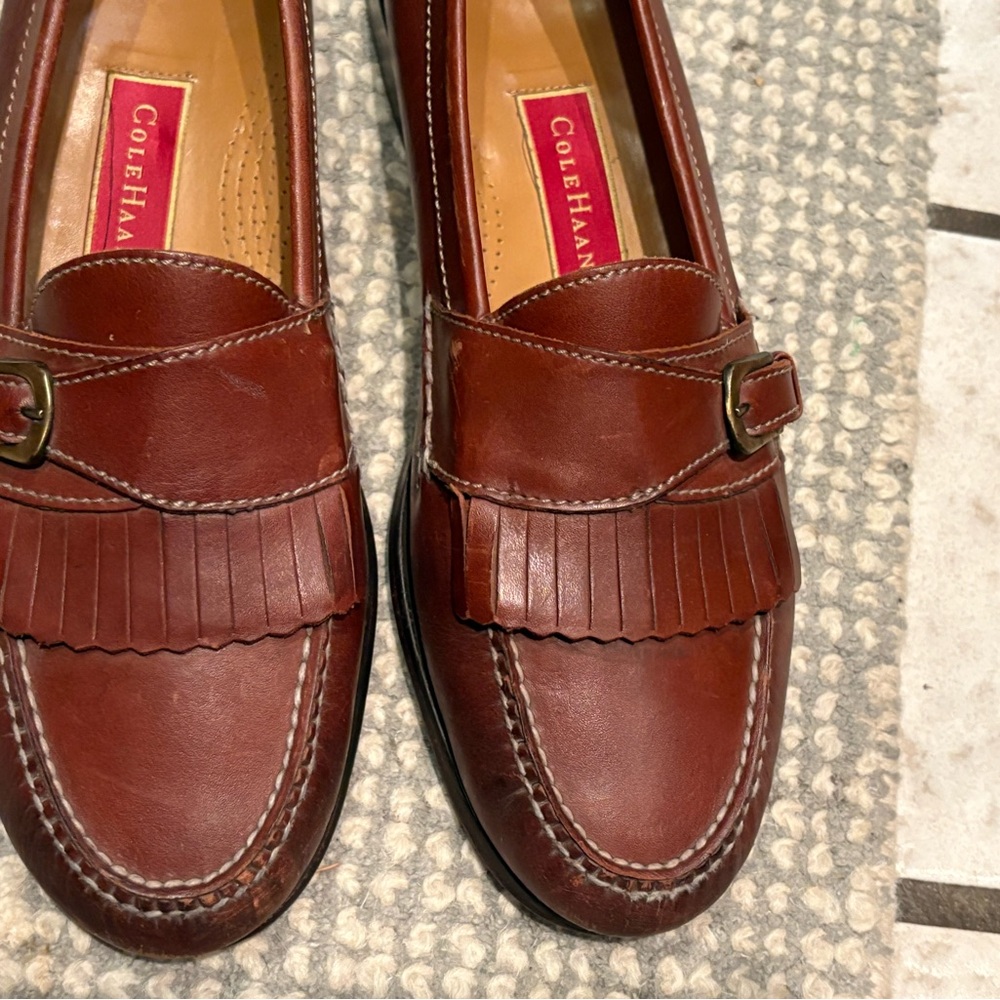 Cole Haan Men's Brown Leather Loafers with Buckle